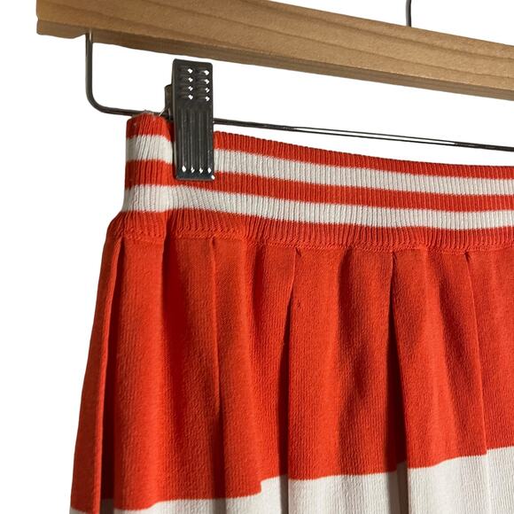 Romeo + Juliet Orange White Striped Pleated Skirt Puff Sleeve Top Co-Ord Set S - Picture 8 of 14